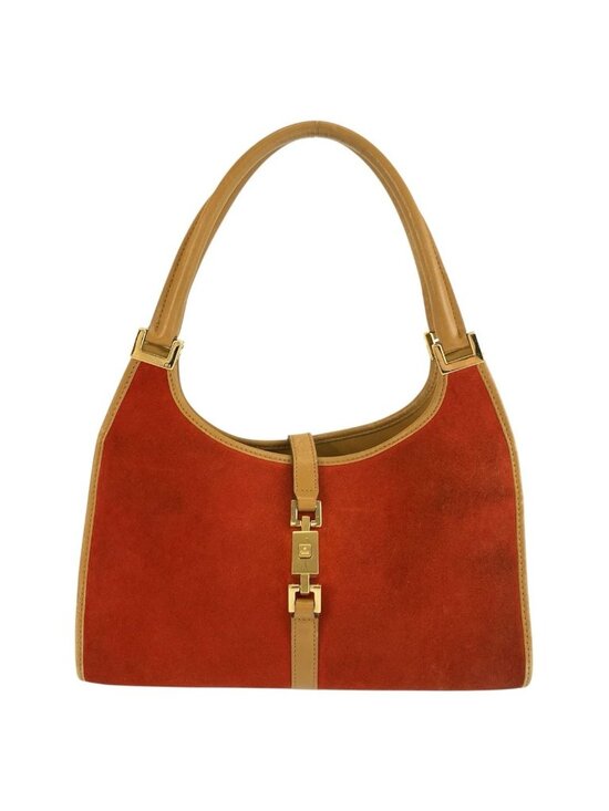 Gucci Handbags - Gucci Jackie Orange Gold Suede Leather Tote Bag